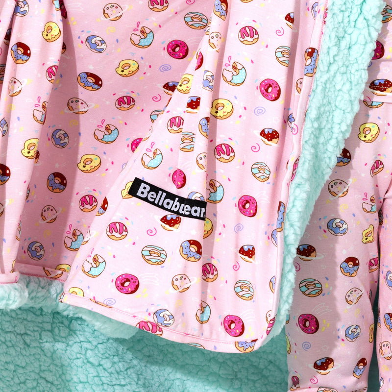 Pink Space Donut Bamboo Sherpa Blanket