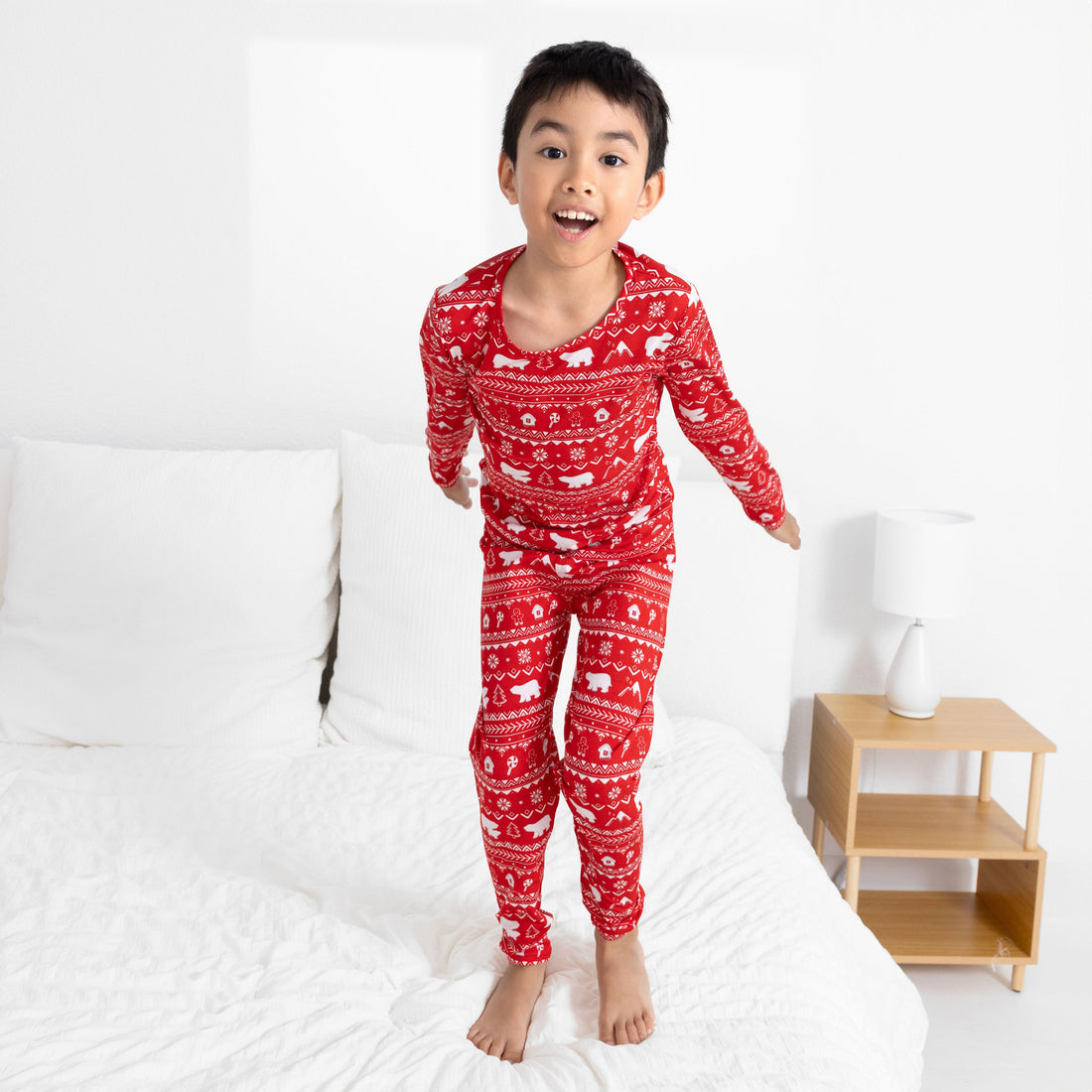 Polar Isle Red Bamboo Kids Pajamas