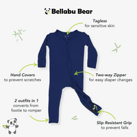 Starry Night Blue Bamboo Convertible Footie