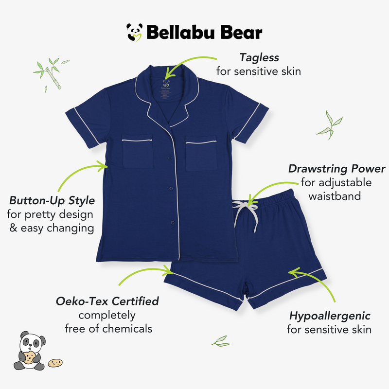 Starry Night Blue Bamboo Women's Pajama Short Set