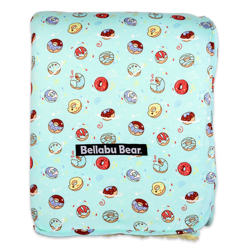 Blue Space Donut Bamboo Sherpa Blanket