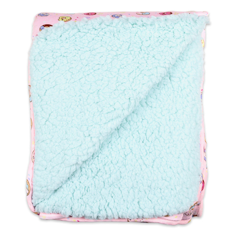 Pink Space Donut Bamboo Sherpa Blanket