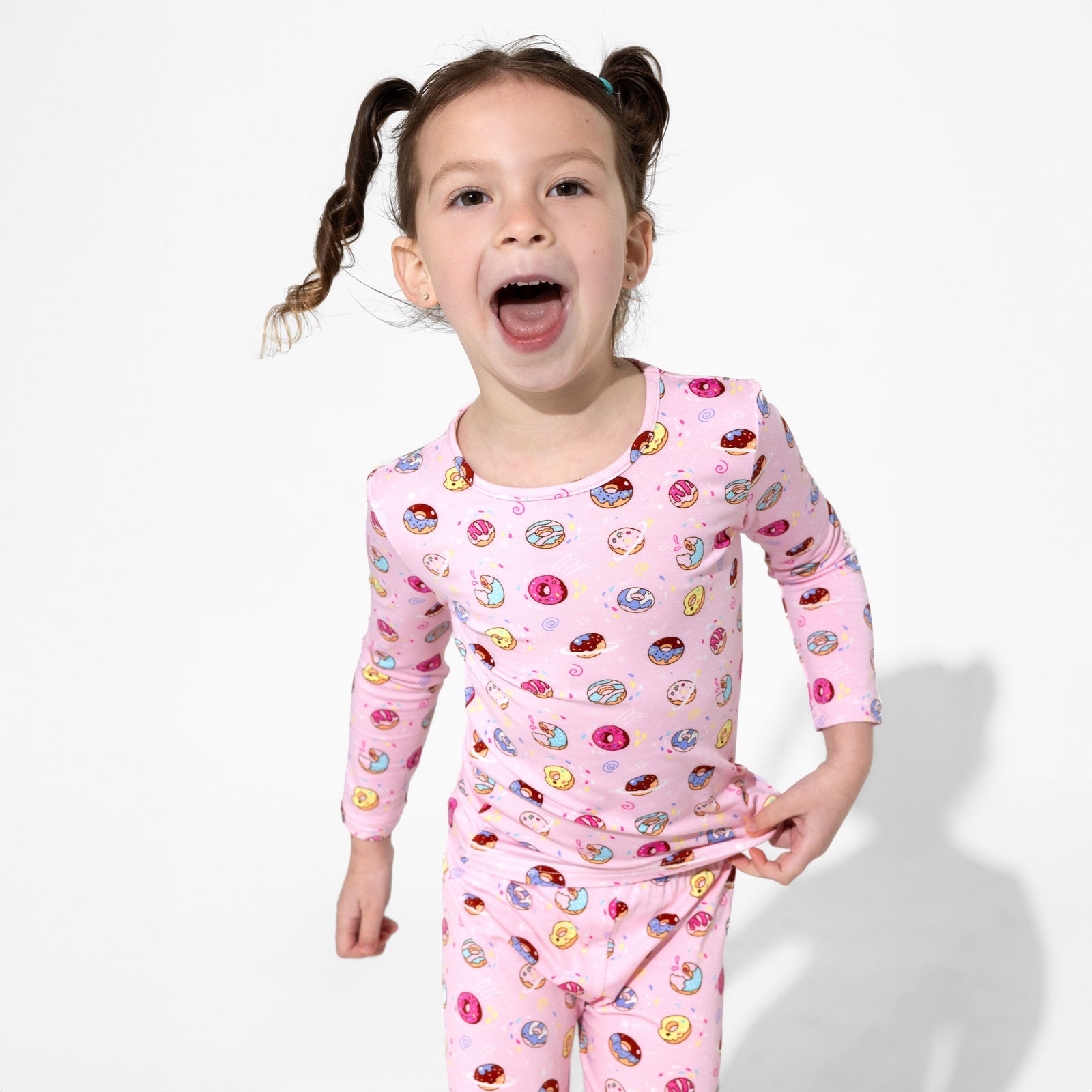 Pink Space Donut Bamboo Kids Pajamas