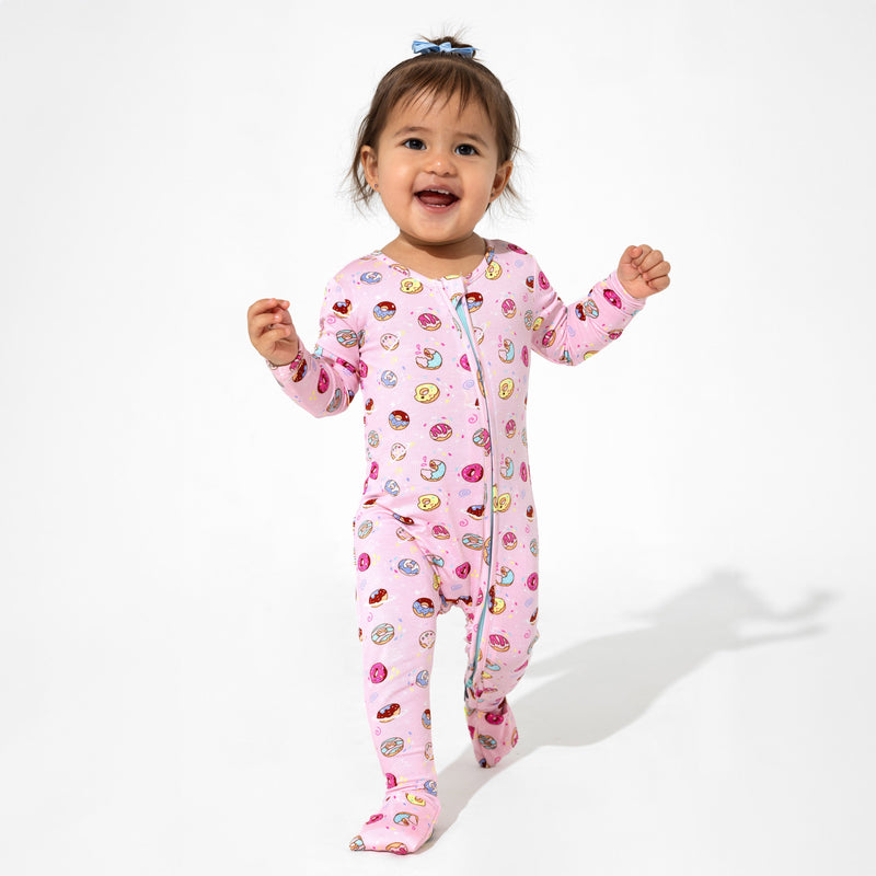 Pink Space Donut Bamboo Convertible Footie
