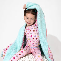 Pink Space Donut Bamboo Sherpa Blanket