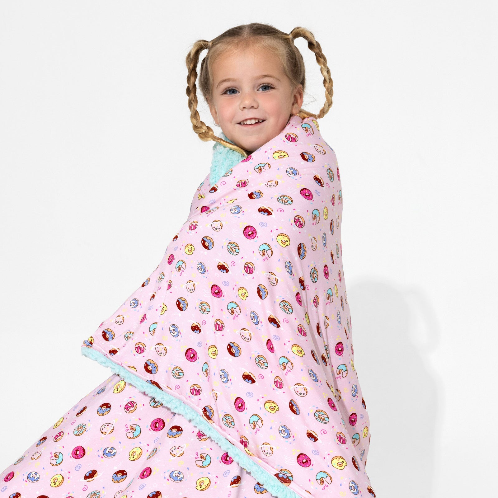 Pink Space Donut Bamboo Sherpa Blanket