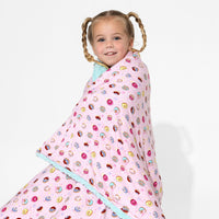 Pink Space Donut Bamboo Sherpa Blanket