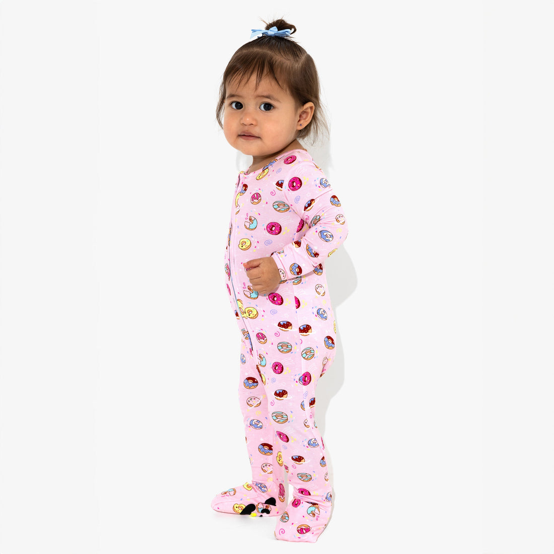 Pink Space Donut Bamboo Convertible Footie