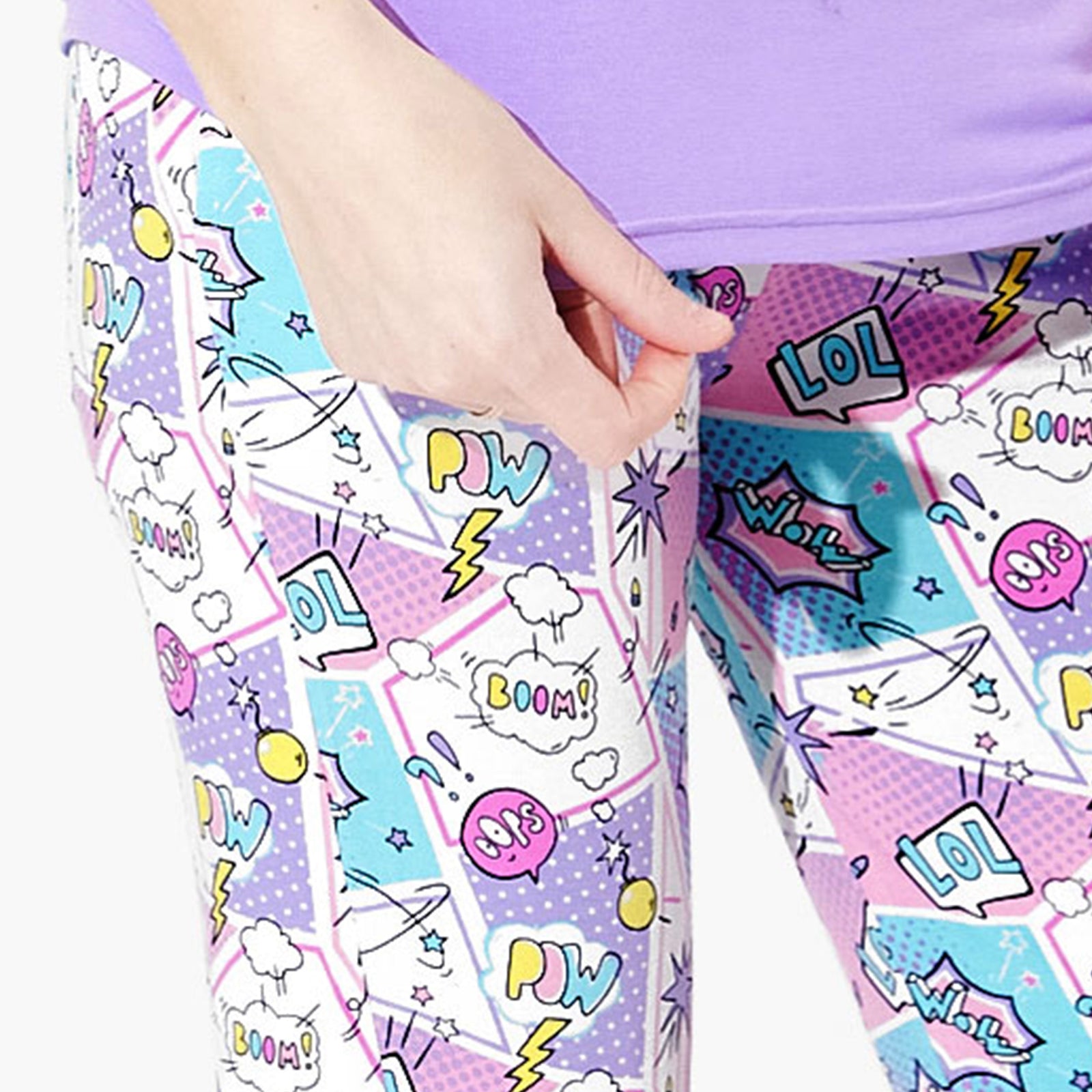 Comic Purple Bamboo Women's Pajama Set