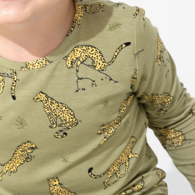 Sage & Spots Leopard Bamboo Kids Pajamas