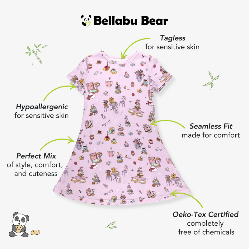 Tea Party Bamboo Girls' Short Sleeve Dress