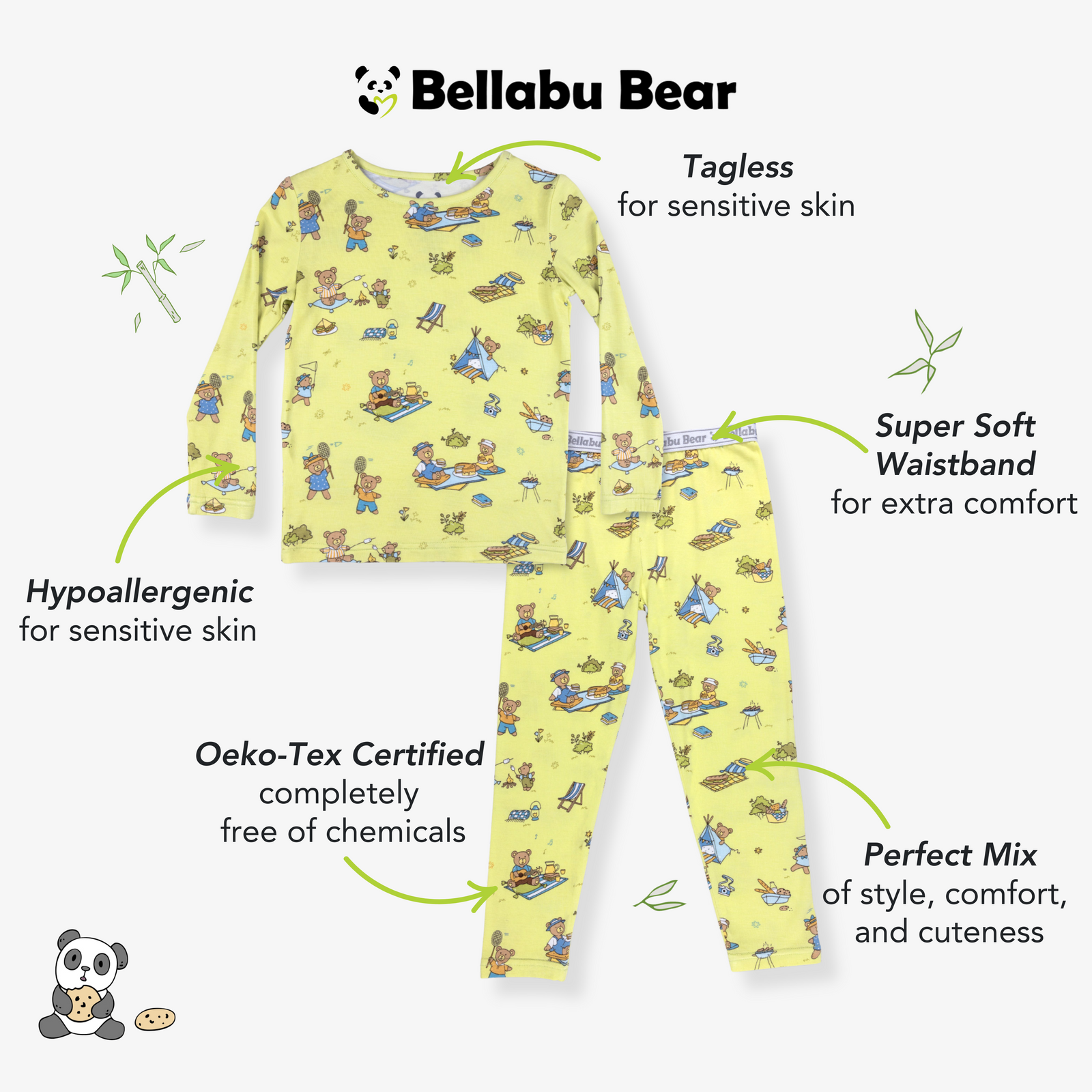 Teddy Bear Picnic Bamboo Kids Pajamas