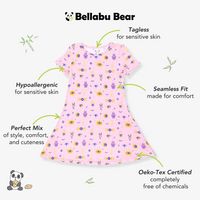 The Eye Pink Bamboo Girls' Short Sleeve Dress