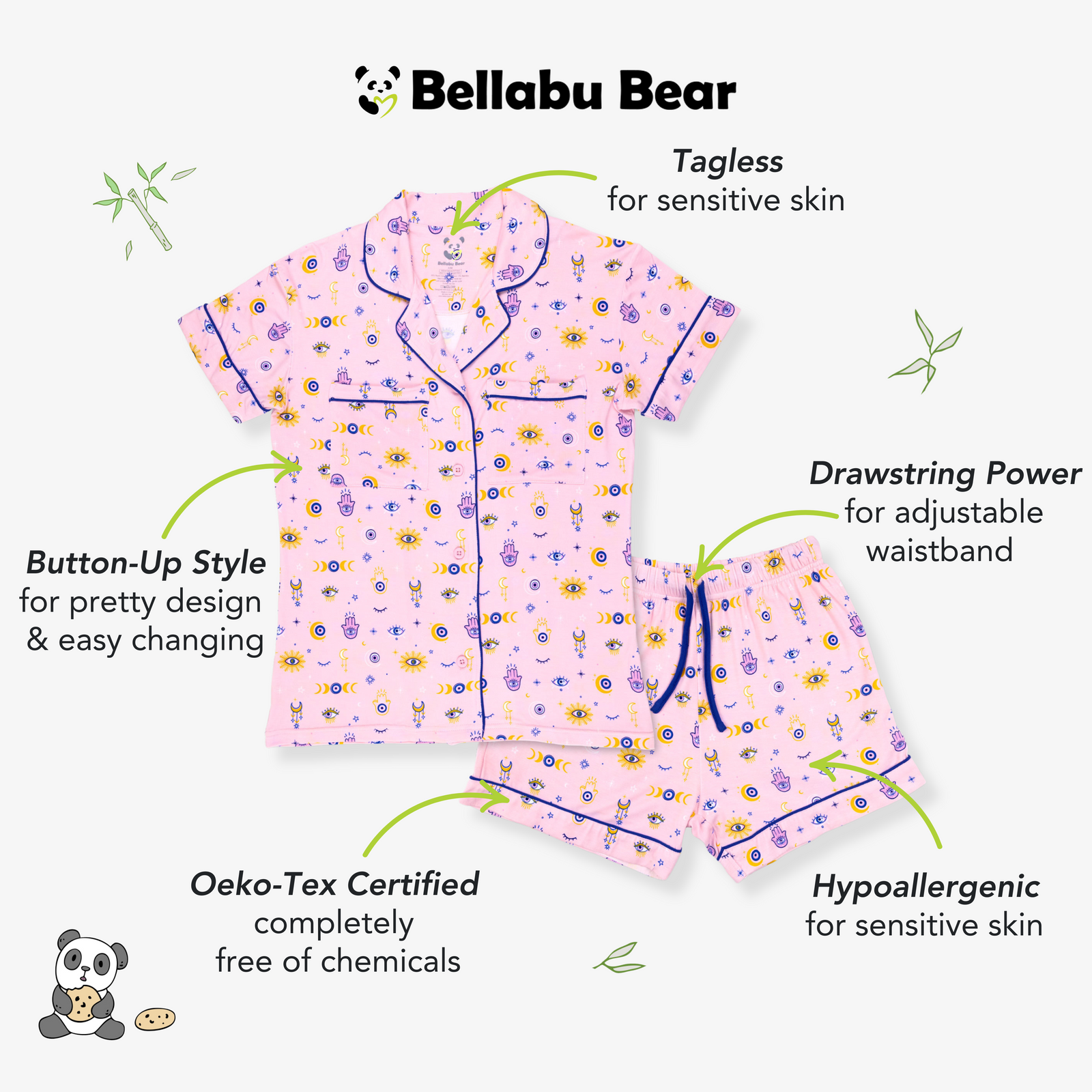 The Eye Pink Bamboo Women's Pajama Shorts Set