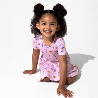 The Eye Pink Bamboo Girls' Short Sleeve Dress