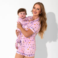 The Eye Pink Bamboo Women's Pajama Shorts Set