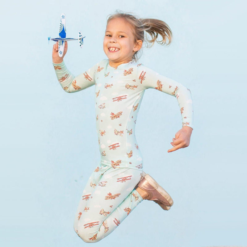 Vintage Airplanes Bamboo Kids Pajamas