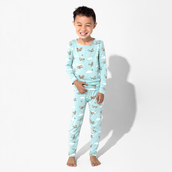 Vintage Airplanes Bamboo Kids Pajamas