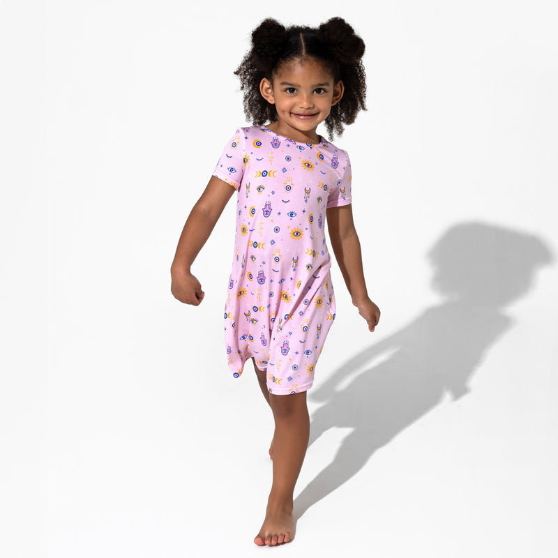 The Eye Pink Bamboo Girls' Short Sleeve Dress