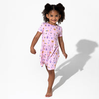 The Eye Pink Bamboo Girls' Short Sleeve Dress