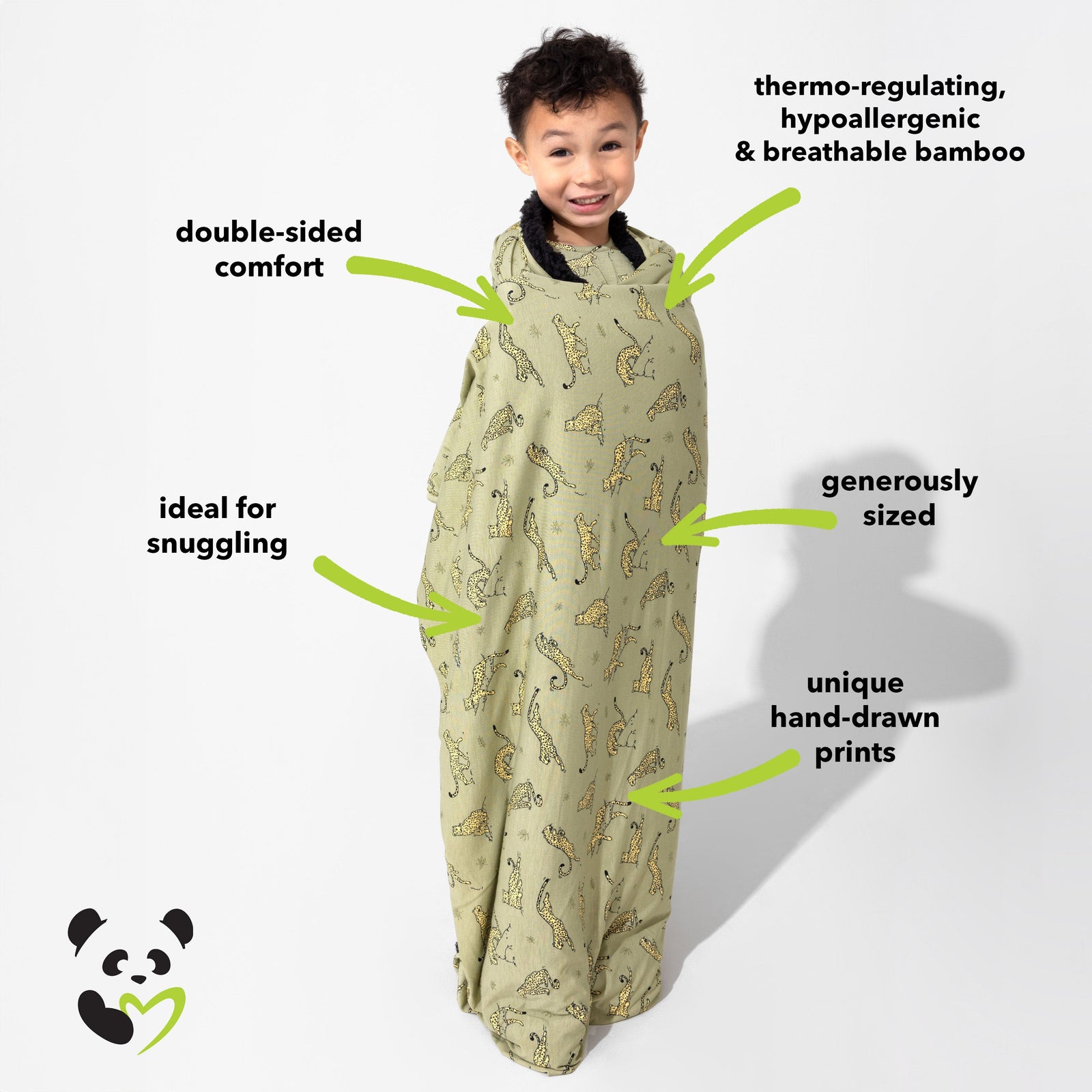 Sage & Spots Leopard Bamboo Sherpa Blanket