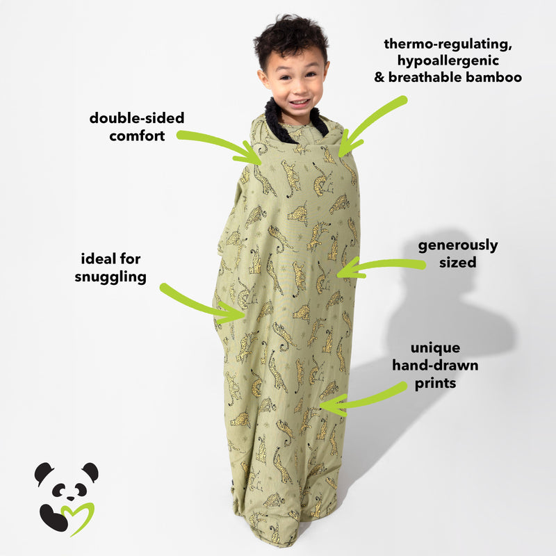 Sage & Spots Leopard Bamboo Sherpa Blanket