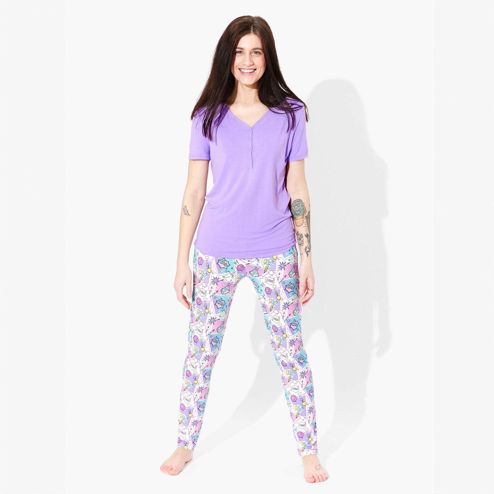 Comic Purple Bamboo Women's Pajama Set