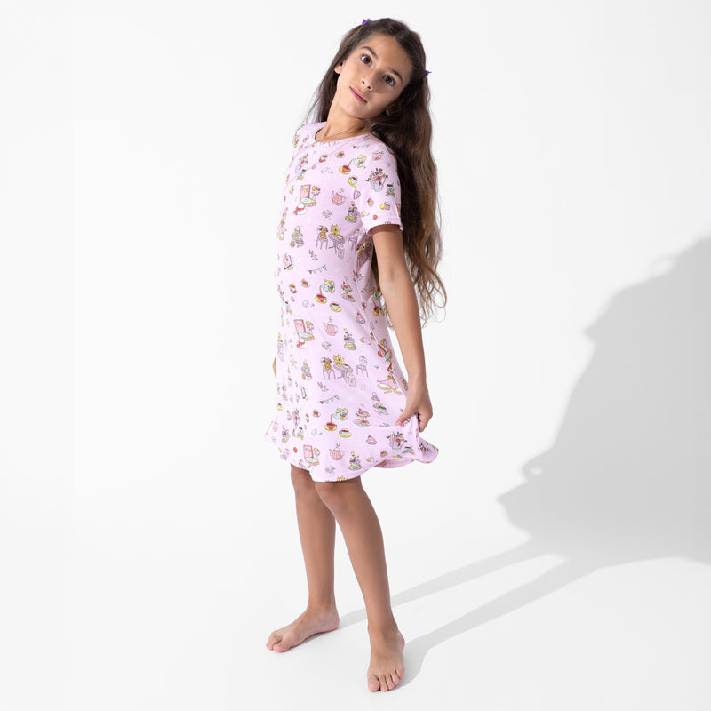 Tea Party Bamboo Girls' Short Sleeve Dress