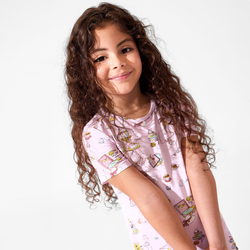 Tea Party Bamboo Girls' Short Sleeve Dress