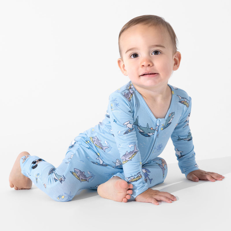 Shark School Bamboo Convertible Footie