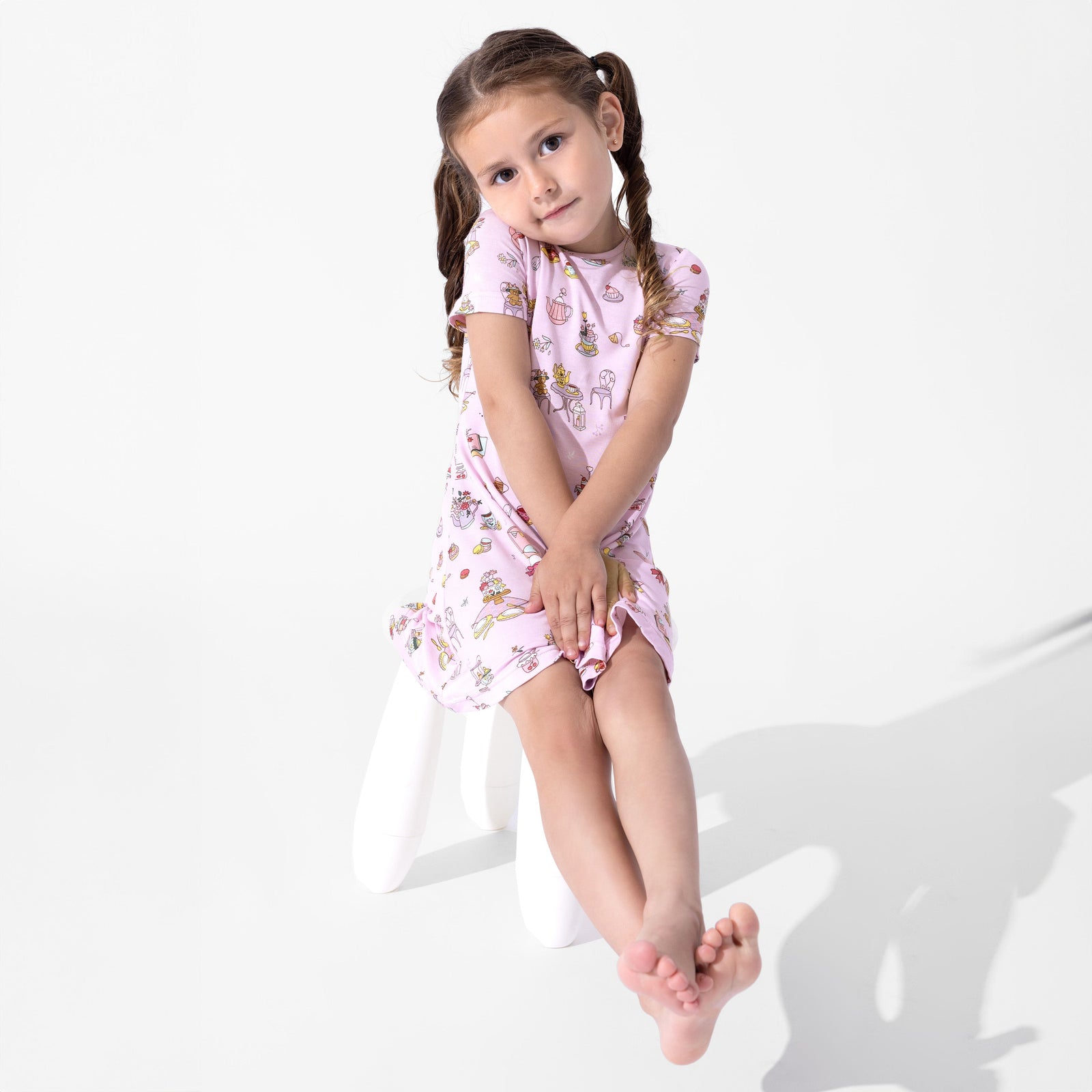 Tea Party Bamboo Girls' Short Sleeve Dress