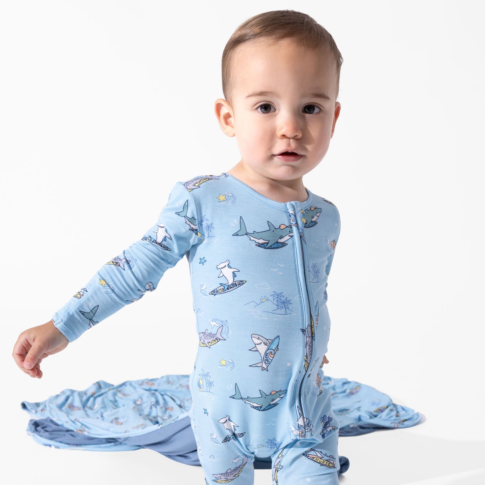 Shark School Bamboo Convertible Footie