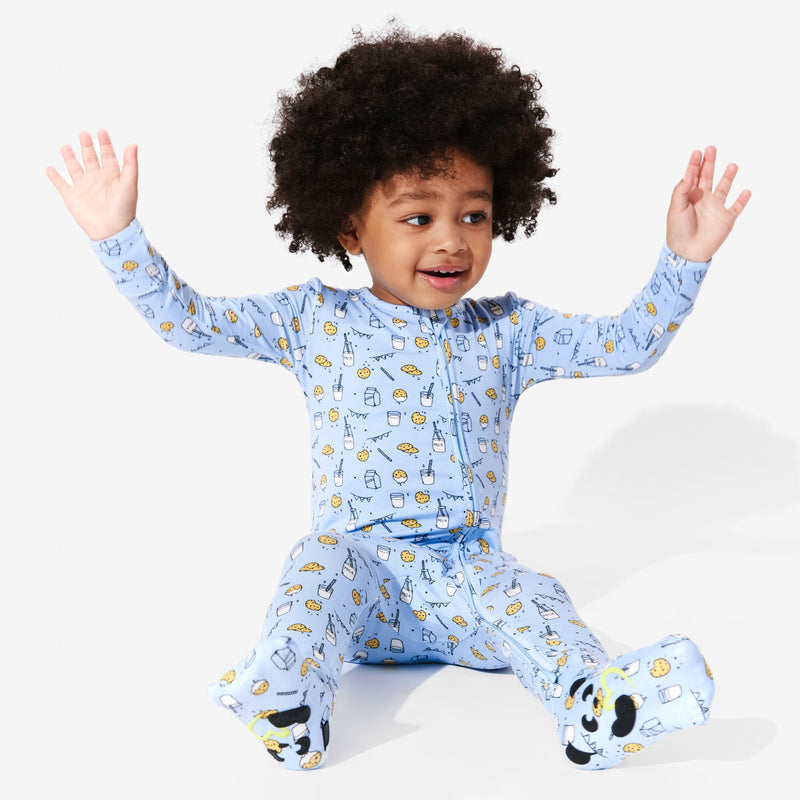 Milk & Cookies Blue Bamboo Convertible Footie