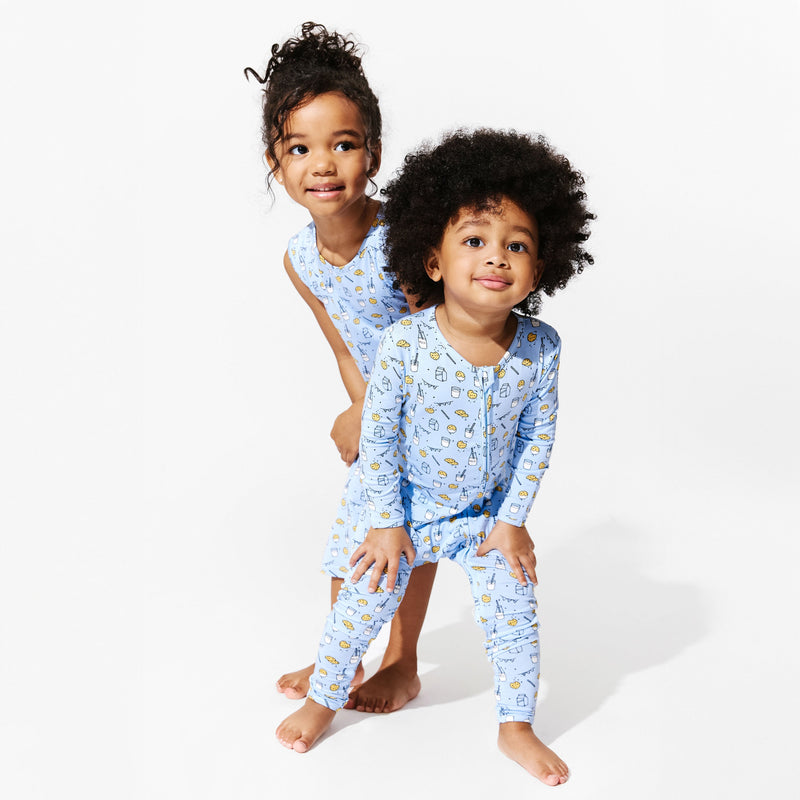 Milk & Cookies Blue Bamboo Convertible Footie