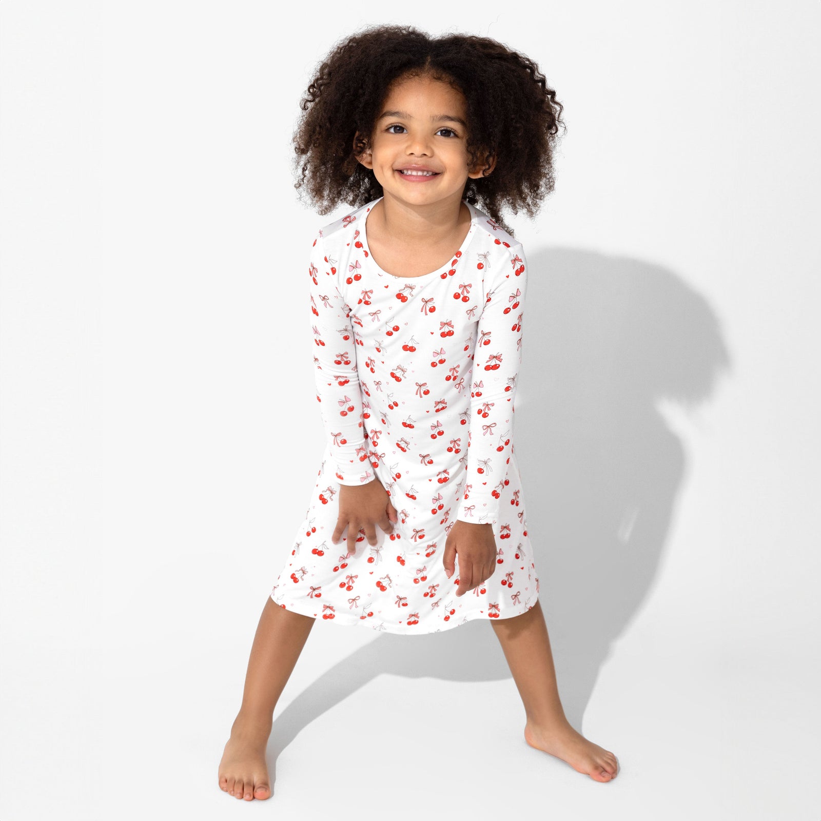 Cherry On Top Bamboo Girls' Long Sleeve Dress