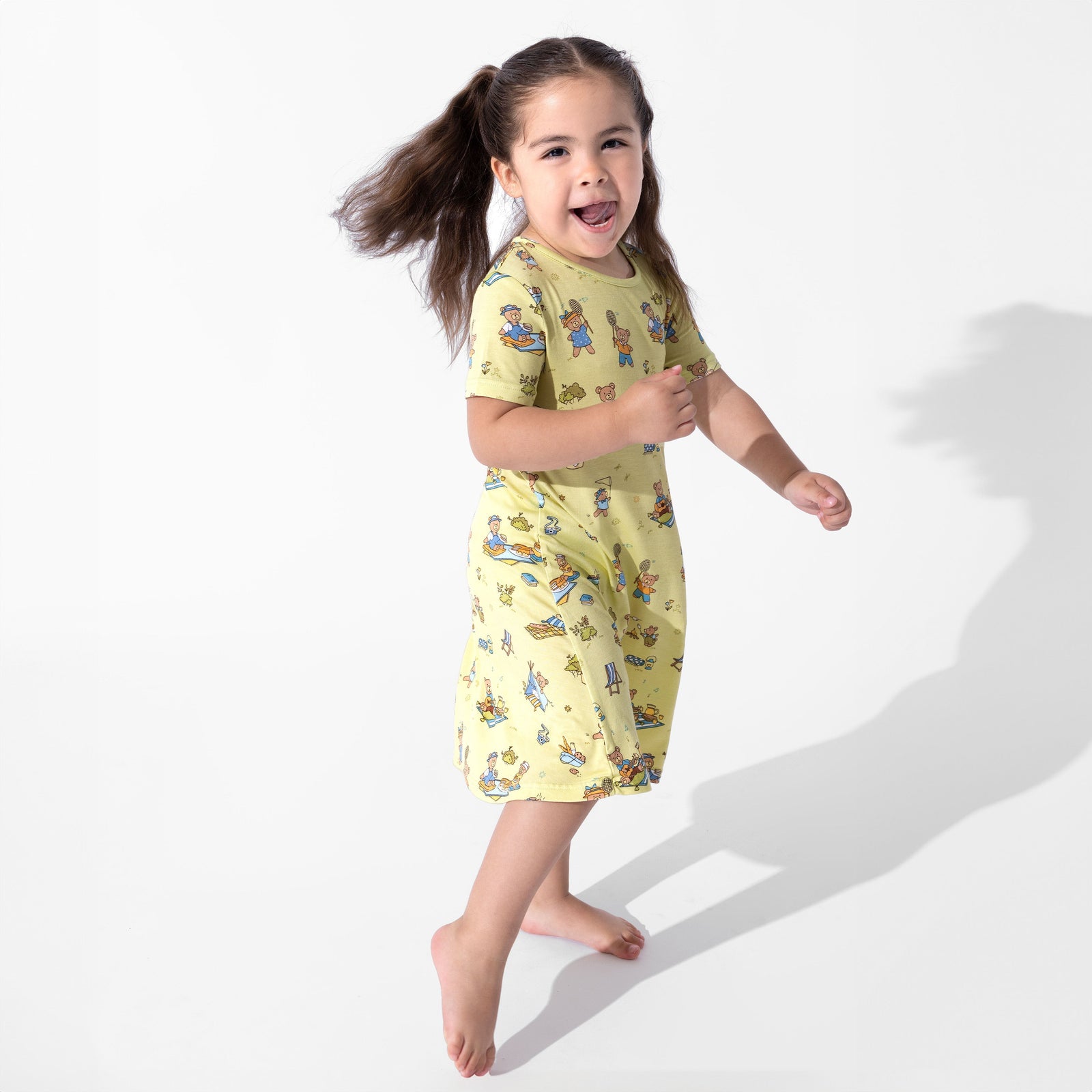 Teddy Bear Picnic Bamboo Girls' Short Sleeve Dress