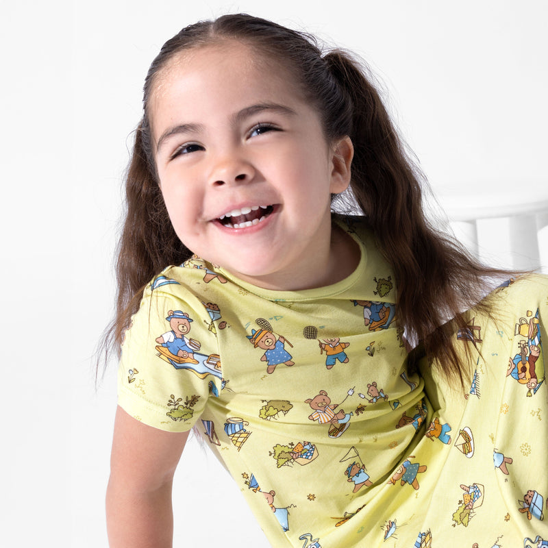 Teddy Bear Picnic Bamboo Girls' Short Sleeve Dress