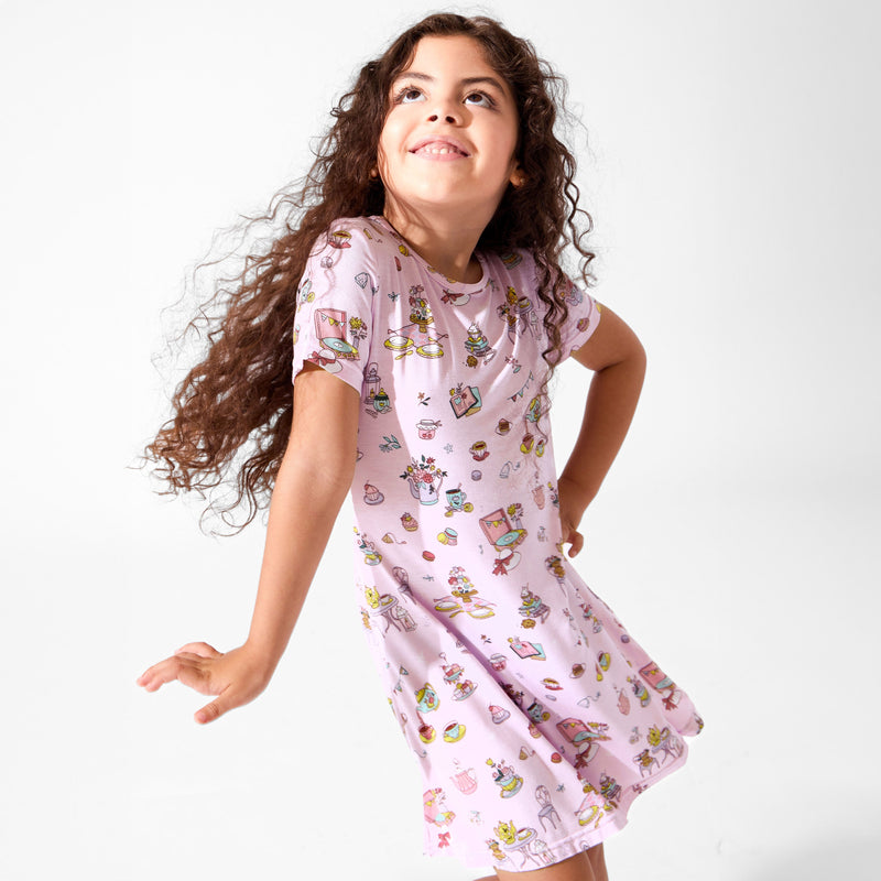 Tea Party Bamboo Girls' Short Sleeve Dress