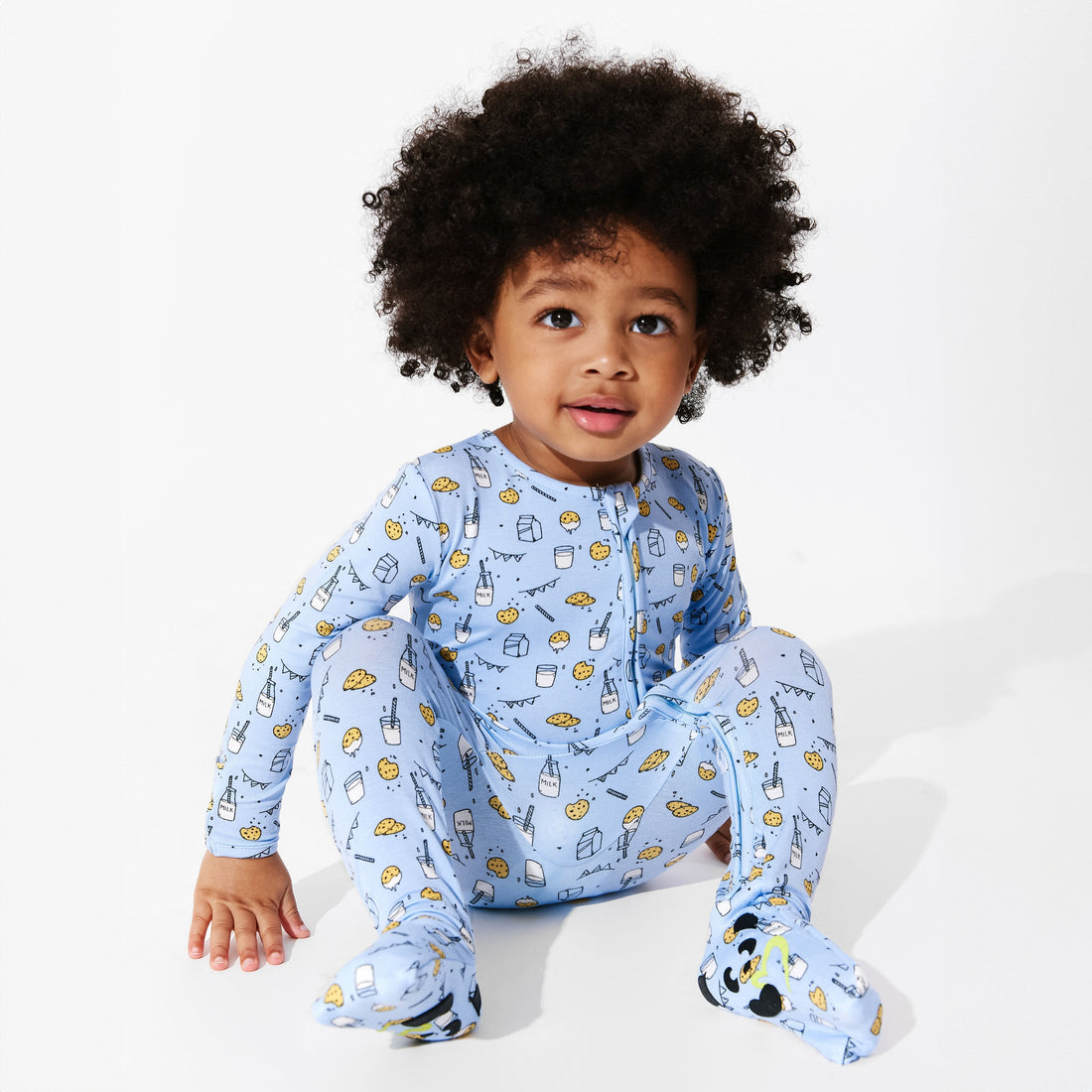 Milk & Cookies Blue Bamboo Convertible Footie