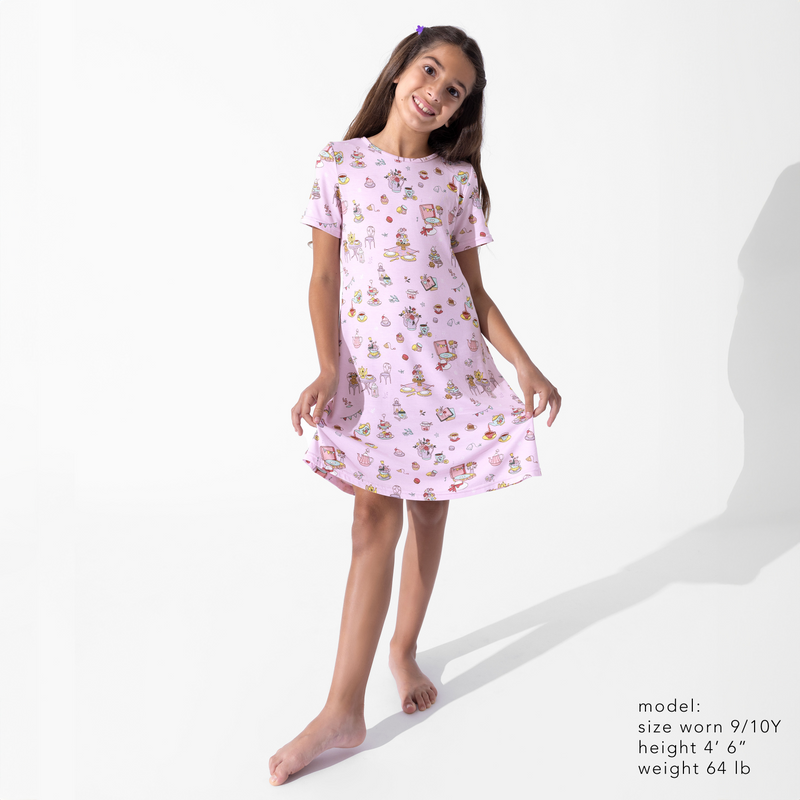 Tea Party Bamboo Girls' Short Sleeve Dress
