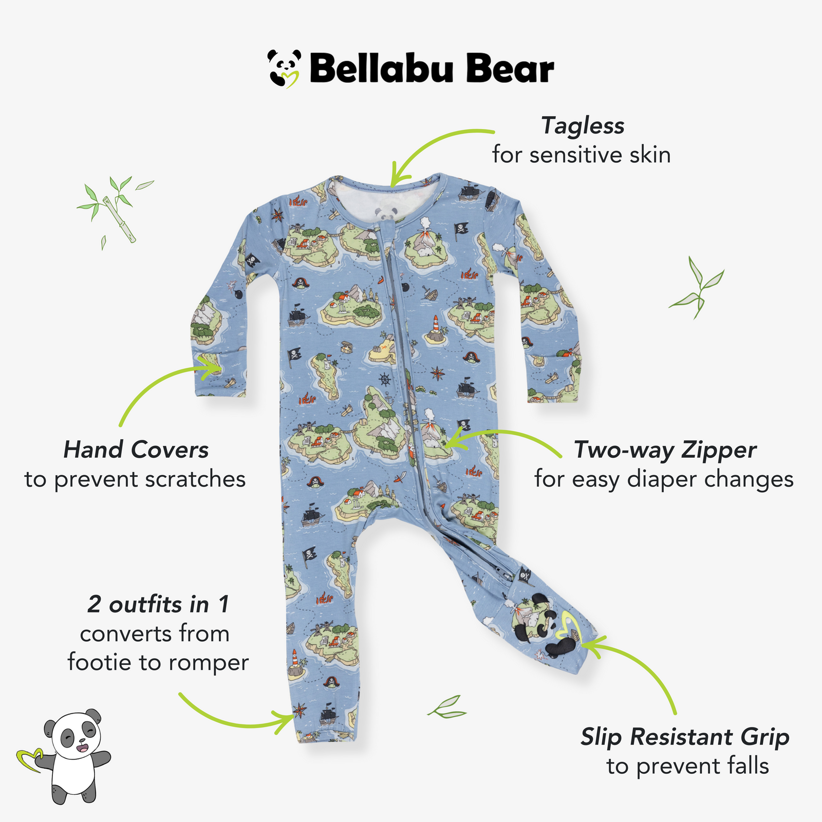 Pirate Cove Bamboo Convertible Footie