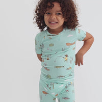 Fishing Bamboo Kids Pajama Short Set