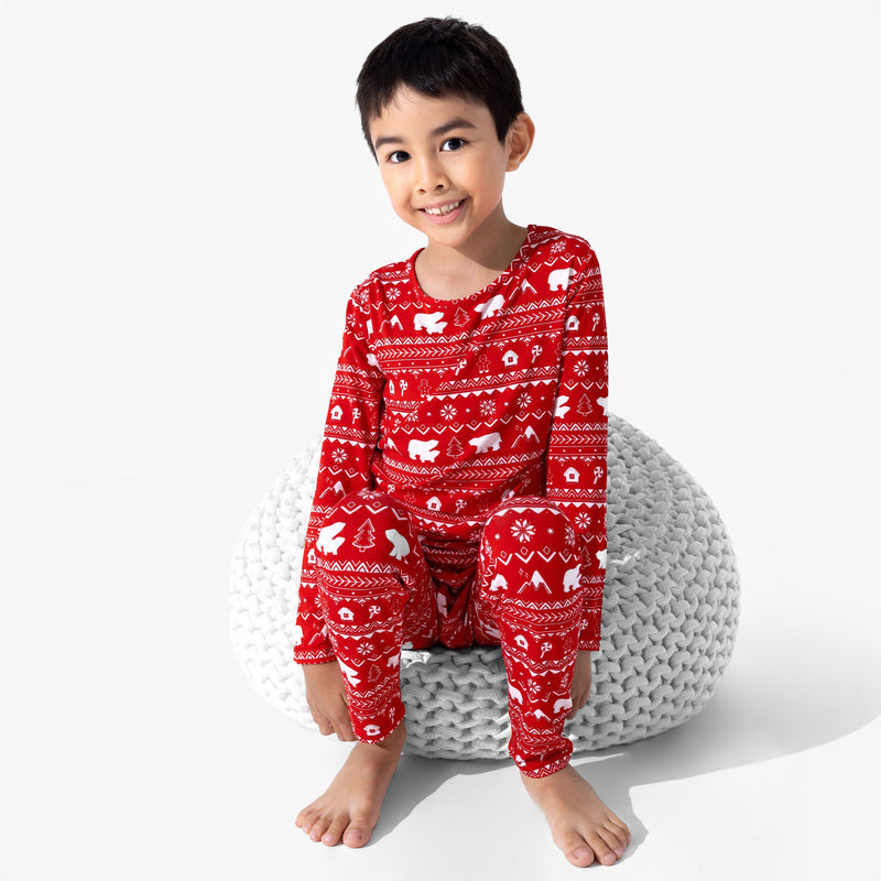 Polar Isle Red Bamboo Kids Pajamas
