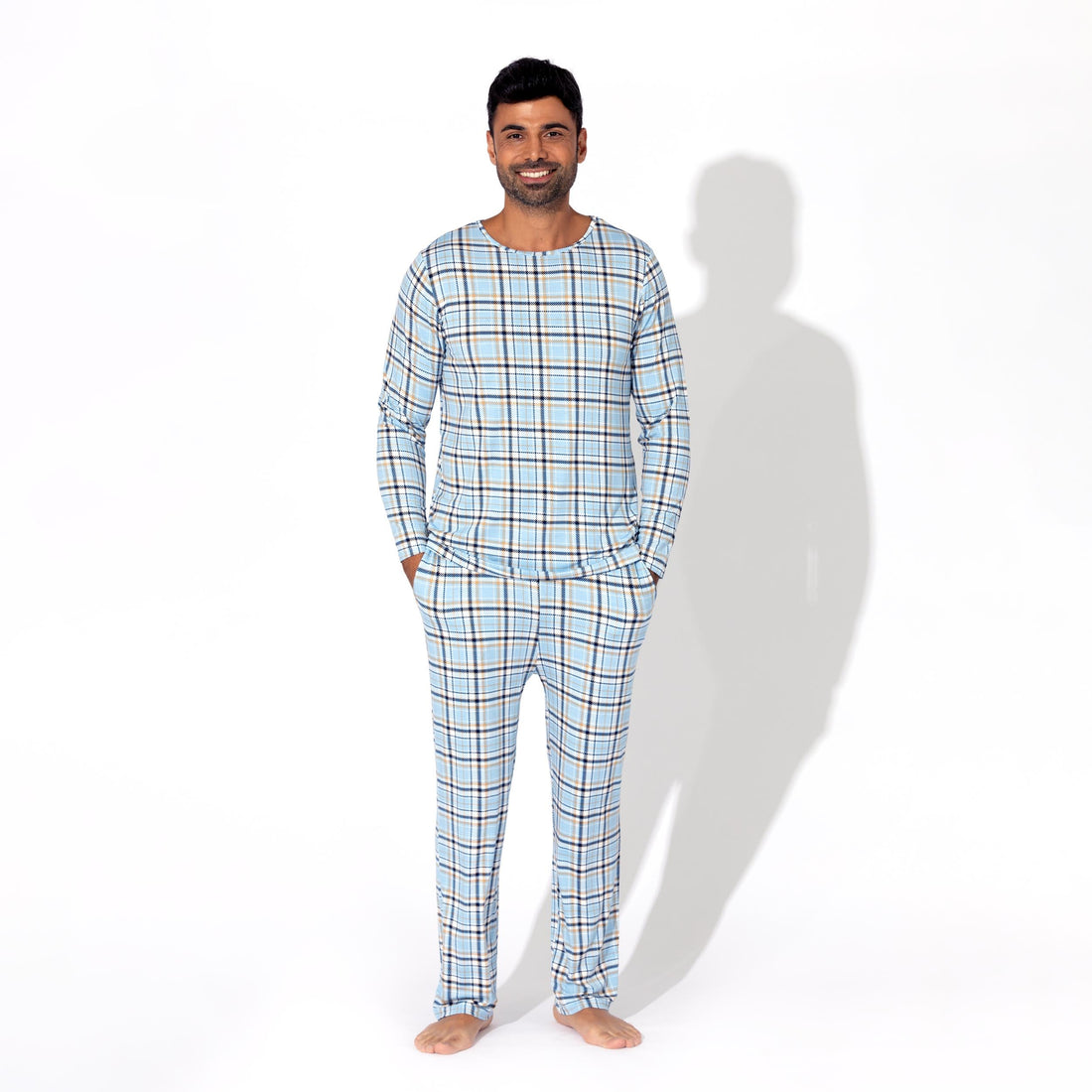 Holiday Plaid Blue Men's Pajama Set