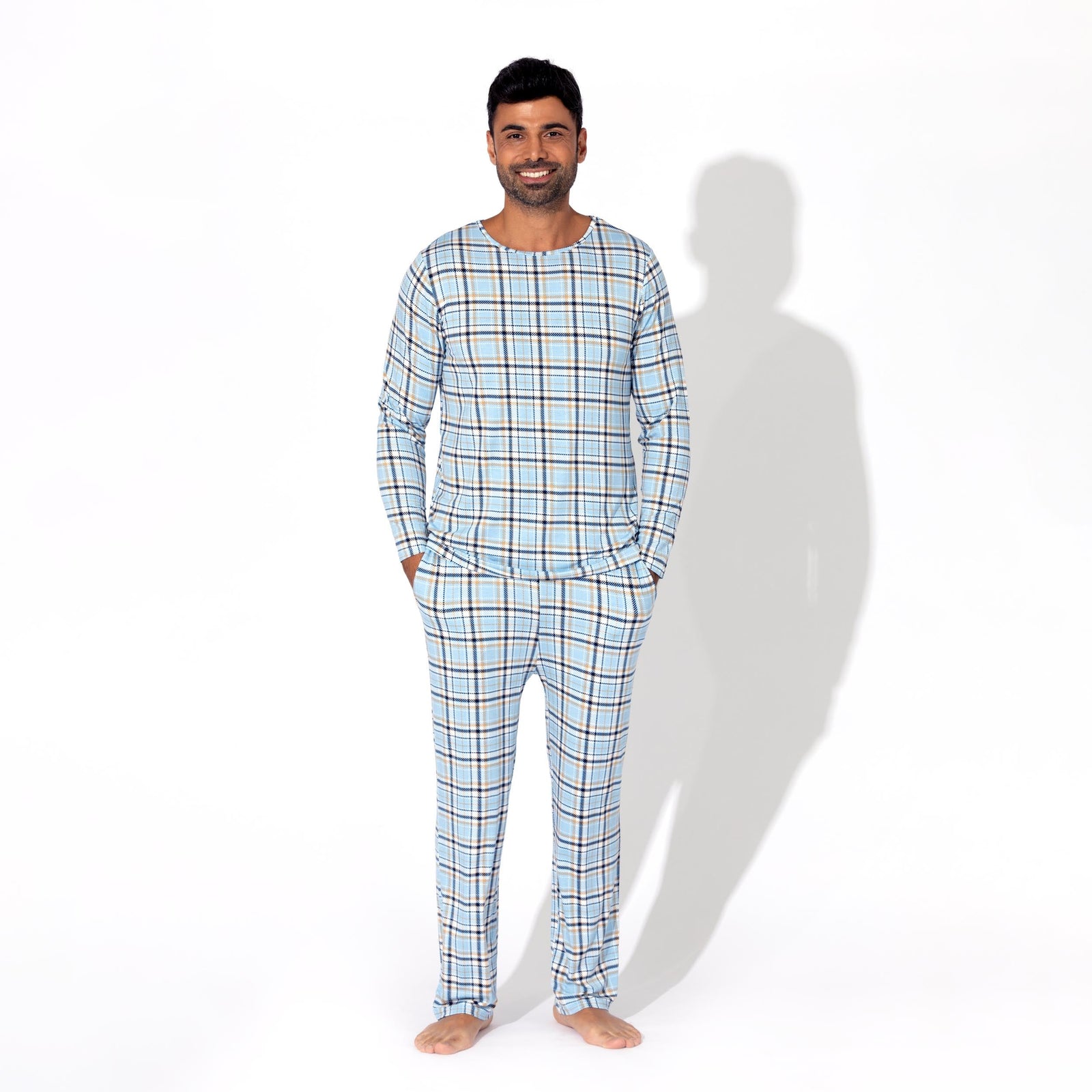 Holiday Plaid Blue Men's Pajama Set