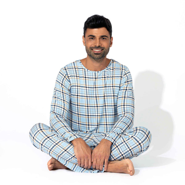 Holiday Plaid Blue Men's Pajama Set