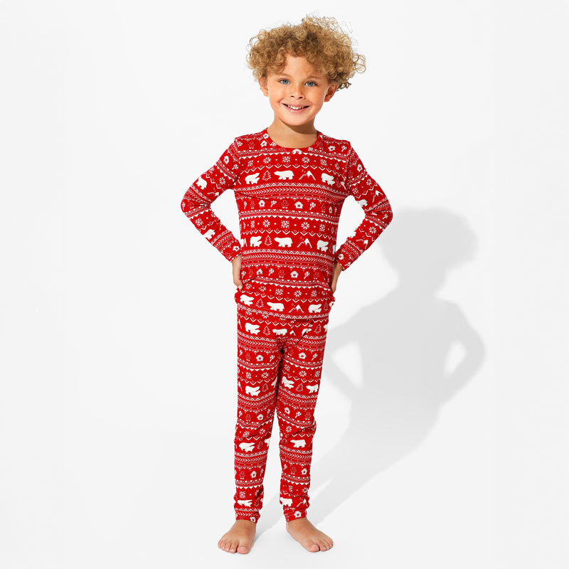 Polar Isle Red Bamboo Kids Pajamas