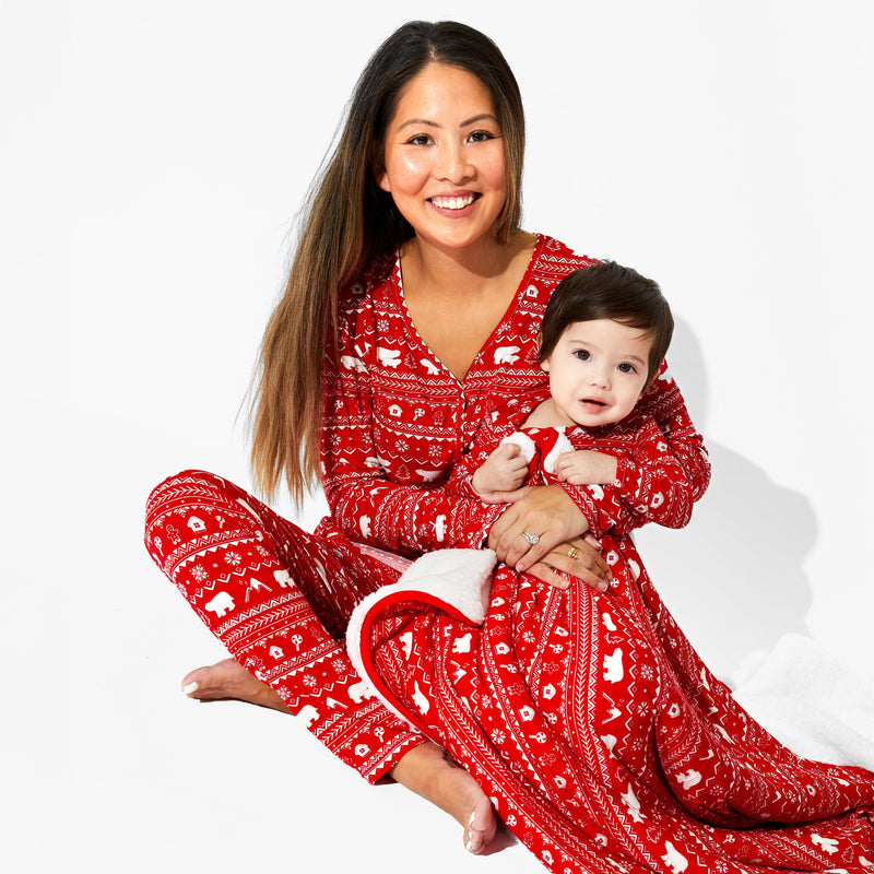 Polar Isle Red Bamboo Convertible Footie