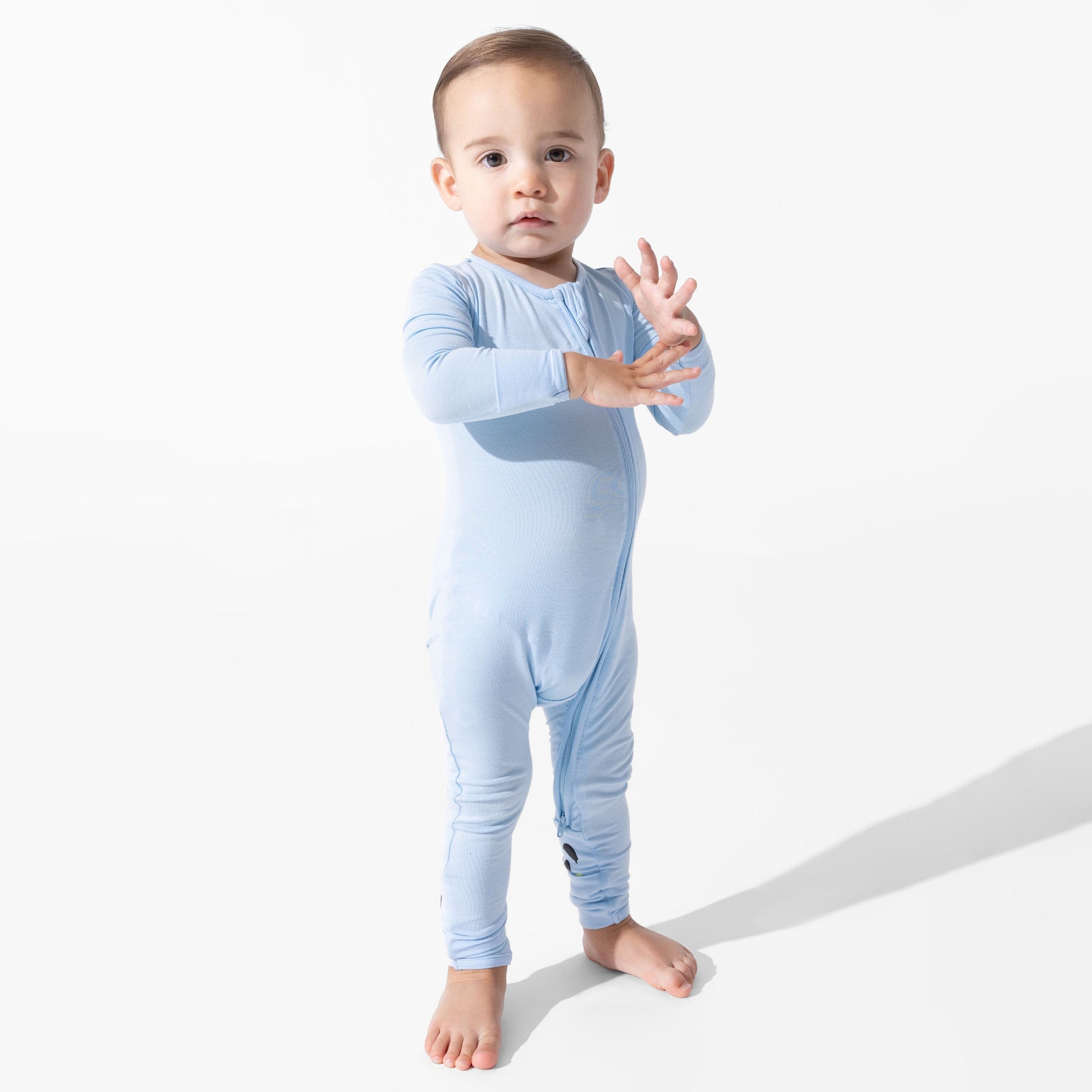 Sky Blue Bamboo Convertible Footie