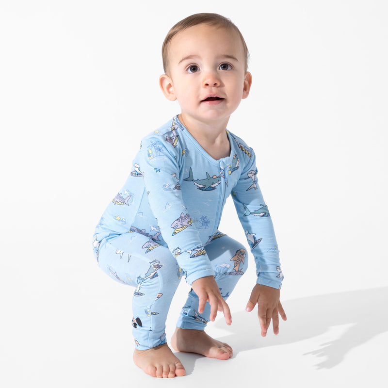 Shark School Bamboo Convertible Footie